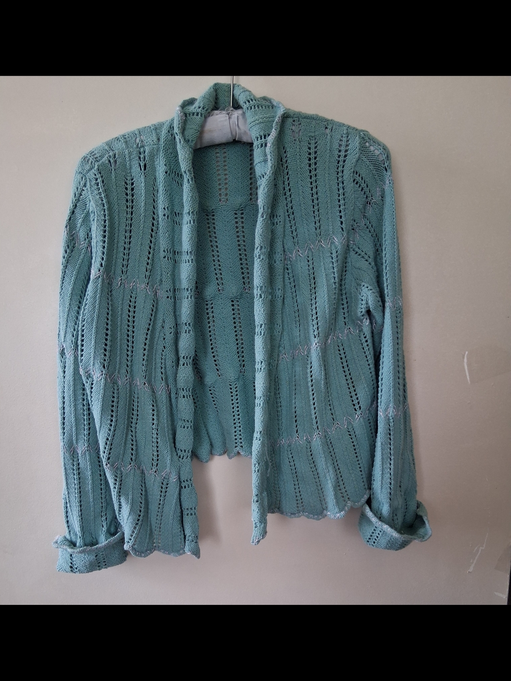 Moth Open Knit Cardigan in Seafoam Green